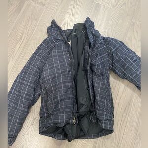 Men’s Columbia  Black and Gray Plaid‎ Puffer Winter Jacket Coat Size Small